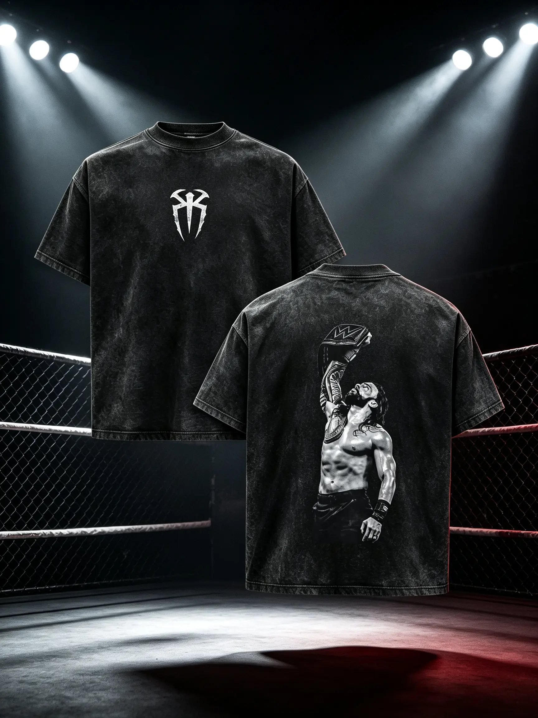WWE Roman Reigns Washed T-Shirt | Vintage Graphic Design | Iconic Wrestling Print | Classic Fan Apparel Cotton Fabric washed streetwear tee shirt fast shipping Menswear Soft