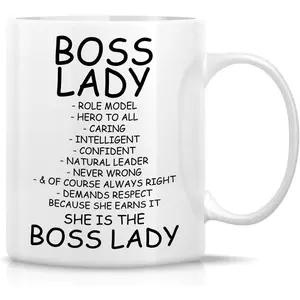 Funny Mug - Boss Lady Role Model Caring Description 11 Oz Ceramic Coffee Mugs - Funny, Sarcasm, Motivational, Inspirational birthday gifts for friends, coworkers, employer, siblings, dad, mom