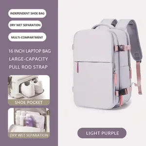 Simple multi-compartment business laptop travel bag, lightweight zipper luggage backpack, preppy backpack, large-capacity men's casual travel backpack, women's computer backpack, high school and middle school student backpack, college student backpack