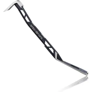 18-in High-Carbon Steel Flat Pry Bar Crowbar with Lightweight Skeletonized Design, Teardrop Nail Puller, Cambered Spine, Extended 30-Degree Prying Surface for Harshest Job Sites