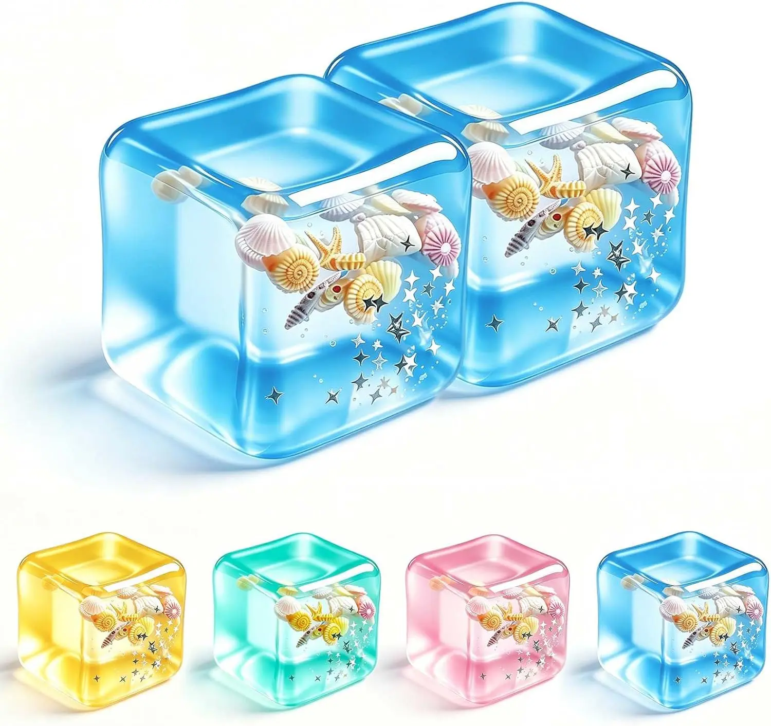 Summer Spring Gift Stress Cube Squishy Fidget Toy - 2 Pack Maltose Sticky Squeeze Toy, Crystal Clear Squishy Stress Reliever for Teens & Adults Men, Sensory Calming Toy for Anxiety ADHD, Party Favors Goodie Bag Fillers