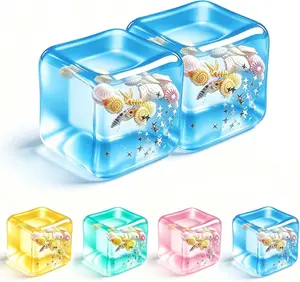 Summer Spring Gift Stress Cube Squishy Fidget Toy - 2 Pack Maltose Sticky Squeeze Toy, Crystal Clear Squishy Stress Reliever for Teens & Adults Men, Sensory Calming Toy for Anxiety ADHD, Party Favors Goodie Bag Fillers