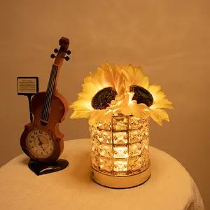 Sunflower Crystal Lamp Simulation Pot Ornament Decoration Small Night Lamp Bedside Lamp Teacher's Day Creative Gift room decor lights stylish lighting table lamp