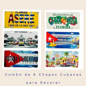 Combo of 6 Cuban Plaques for Home Decoration Featuring Florida and Cuba Themed Designs