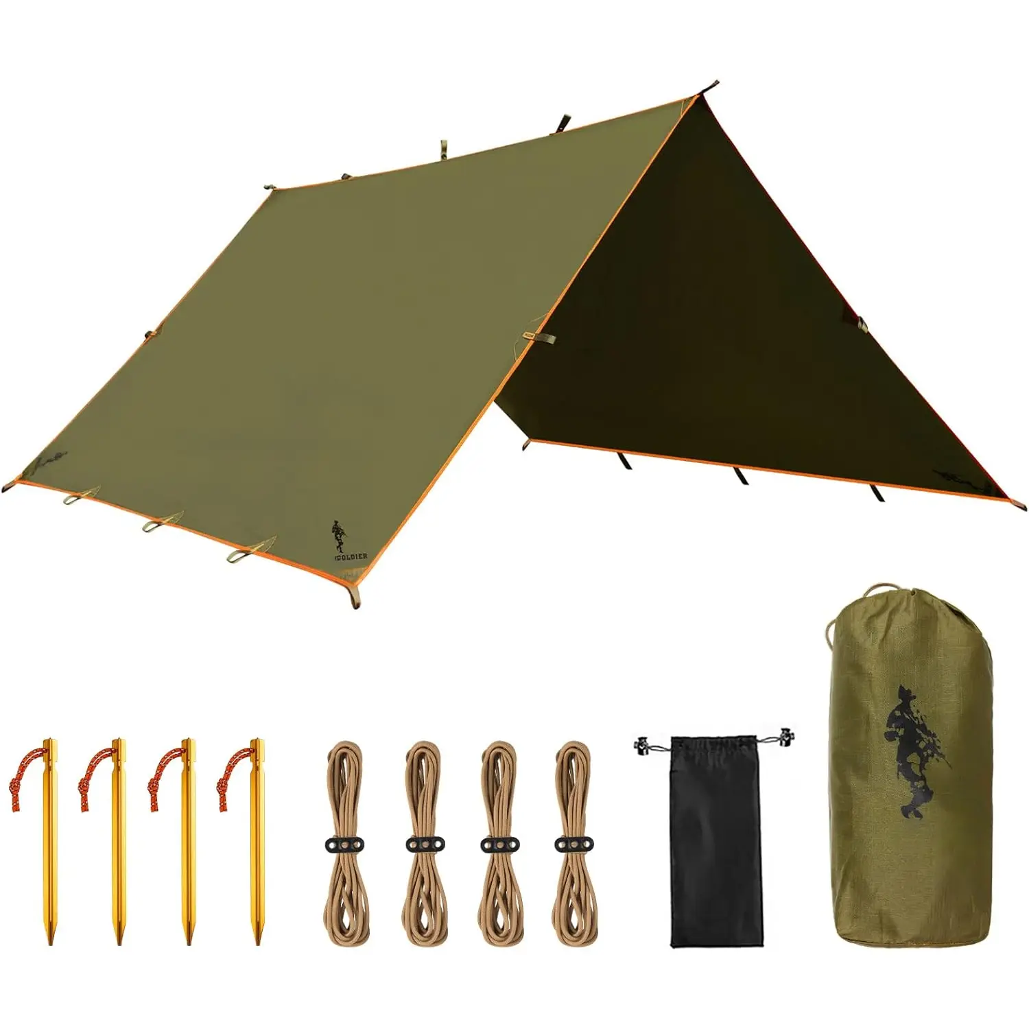 Waterproof Portable Tarp Multifunctional Outdoor Camping Traveling Awning Backpacking Tarp Shelter Rain (Brown 10x10.5ft)