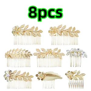 Metal Decorative Hair Comb Clips 8-piece Set Leaf Hair Side Combs for Women Girl Accessories Beauty & Personal Care