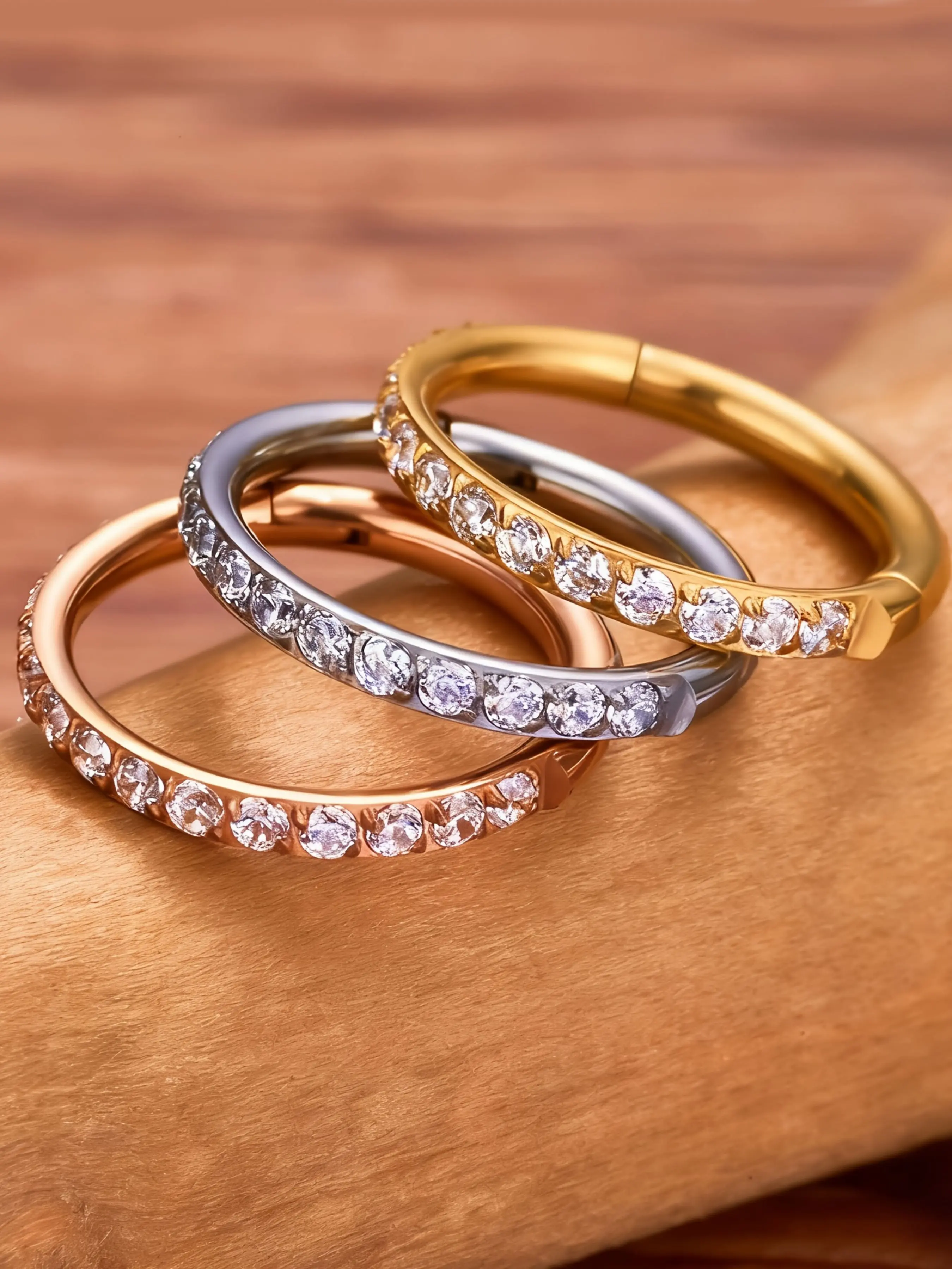 A Classic 316 Stainless Steel Seamless Hoop Earring with Cubic Zirconia Inlay, Suitable for Both Men And Women
