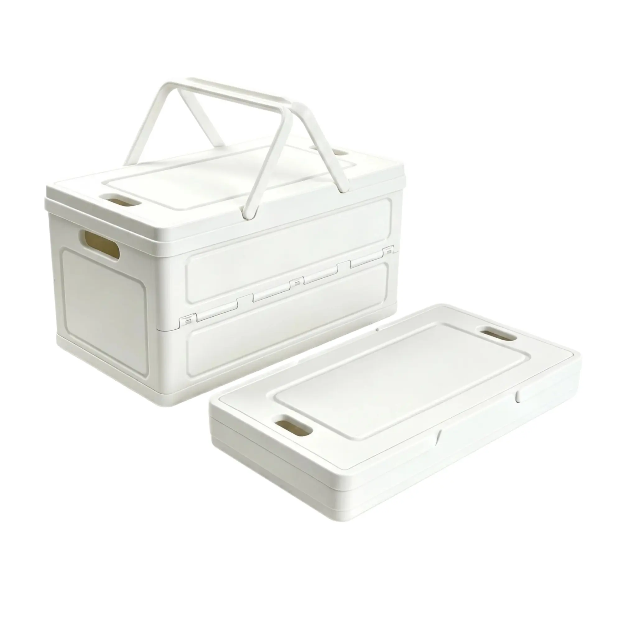 Foldable Plastic Storage Bin with Lid and Handle, Collapsible Home Organizer Crate, 22 L/24 Qt/6 Gal Capacity, 16x10.5x8.5 in/40x27x22 cm