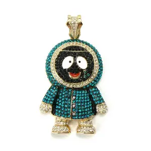 Large ESKIMO SNOW MAN Gold Silver Plated Cubic Zirconia Charm Pendant Hip Hop Jewelry