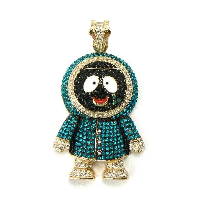 MaxBling81 Eskimo Snowman Pendant, Large Unisex Hip Hop Charm Iced Out with CZ Crystals, Silver and Gold Plated with Polished Finish, 2.15" x 3.75", Everyday, Charm Pendant