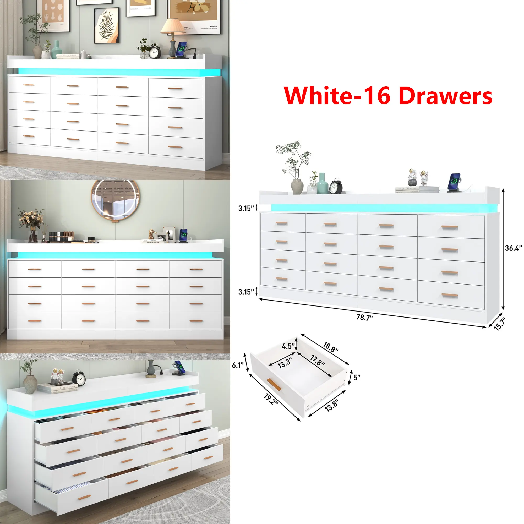 White-(16 Drawers)