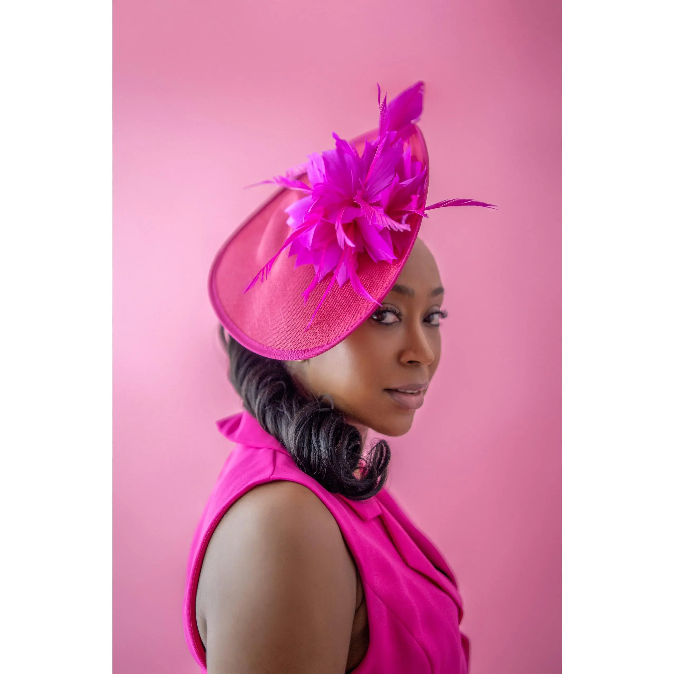 The Fuchsia Woven Disc Fascinator