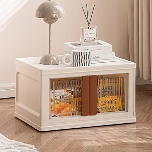 Stackable Storage Bins with LidsFoldable Box Closet Organizers and Storage Organize Cabinet Brown Handle MultiFunctional Bins Plastic Drawers for Utility Room car Trunk Brown Pack1