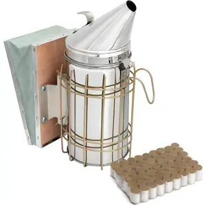 Bee Hive Bee Smoker Stainless Steel with Heat Shield Beekeeping Supplies and Equipment