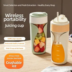 Portable USB Rechargeable Fruit Juicer Cup, Strong 6-Blade Stainless Steel, Crushes Ice, Easy to Clean, Ideal for Home, Dorm, Office, Travel, Sports