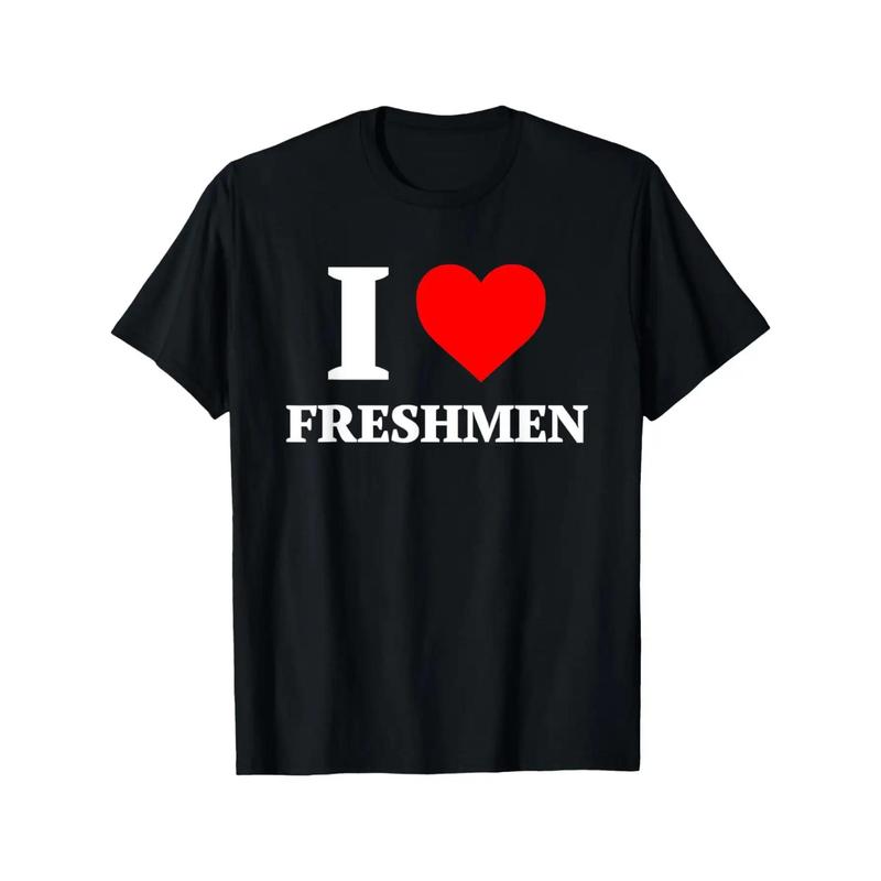 I Love Freshmen I Heart Freshmen Design T-Shirt 180g, Relaxed Fit, Weekend Outfit, Trendy Design, Printed Tshirt, Soft Texture, Lightweight Fabric, Basic Top, Unisex Apparel, College, Adult Clothing polo outfit Y2K Streetwear Graphic Tee