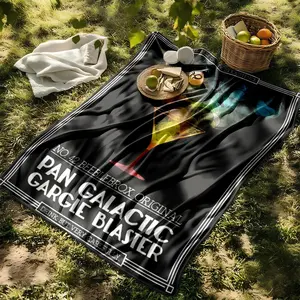 1 piece Pan Galactic Gargle Blaster themed flannel blanket - Modern-style flannel blanket, suitable for sofas and beds, all-season use, super soft and comfortable, digital printing, 100% polyester material, machine washable, suitable for camping