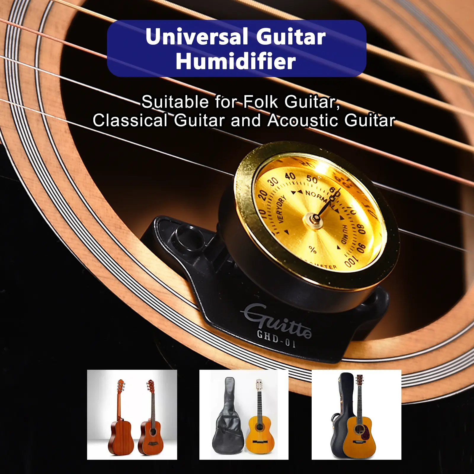 Guitar Humidifier 2-In-1 Sound Holes Humidity Care System For Acoustic Guitar
