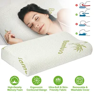 S-L Size Options -- 1Pc Bamboo Memory Foam Sleep Pillow Contoured Cervical Orthopedic Pillow Neck Support Breath Pillow