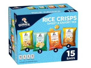 Quaker Rice Crisps, 4 Flavor Sweet and Savory Variety Mix, 15 count