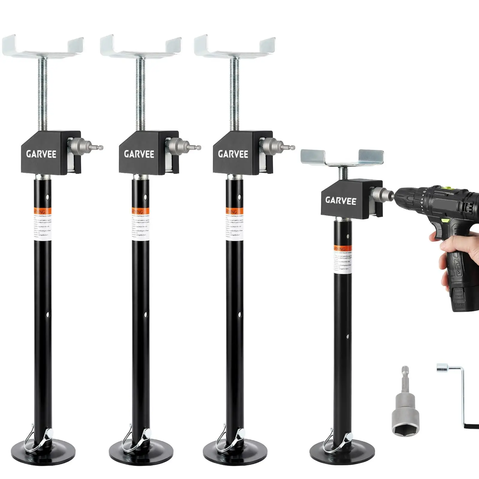 RV Slide Out Support Jacks (Set of 4) - 20,000lb Heavy Duty Rv Stabilizer Jacks Support, 21"-49" Quick-Lift Adjustable - Power Drill & Hand Crank Compatible for Campers, Travel Trailers & RVs