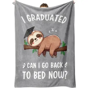 Funny Graduation Gifts for Her & Him, Practical Throw, College Graduation Gifts for Women & Men, Nurse, 2026 Grad Gifts for Master Degree, High School, PHD, Sloth Blanket, Gray(50 * 60) outdoorfun