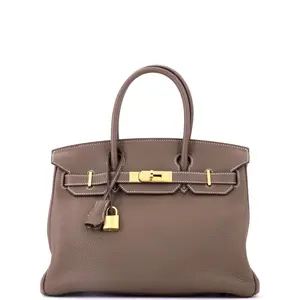 Pre-owned HERMÈS Leather Tote Bags REBAG Hermes Birkin Handbag Grey Togo with Gold Hardware 30 by Rebag