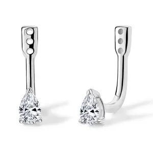Luxuriant Lab Grown Diamond G-H SI 0.50 ctw Earrings Jacket in Rhodium Over Sterling Silver Christmas Gifts