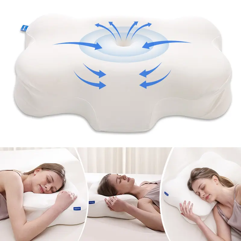 Memory Foam Neck Pillow for Pain Relief, Ergonomic 5-Second Rebound Pillow for Back & Side Sleepers, Large Bed Pillow with Detachable Breathable Cover for Deep Sleep