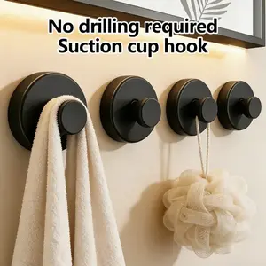 Stainless Steel Suction Cup Hooks No-Drill No-Damage Vacuum Suction Hooks Kitchen Bathroom Bedroom Essentials Clothes Hooks Towel Hooks Organiser