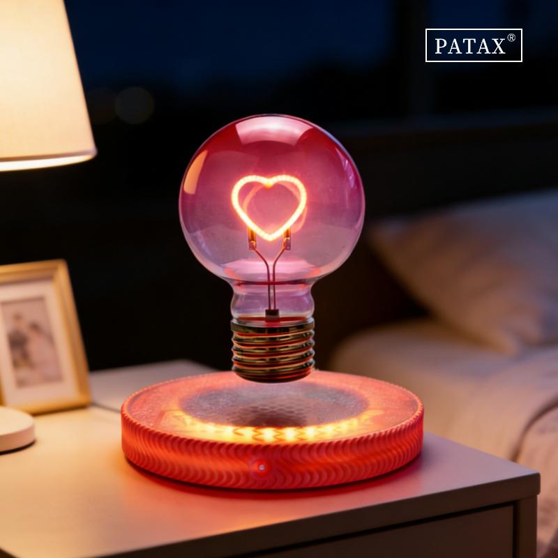 Levitating Light Heart Bulb - Magnetic Levitation Love Led Light Bulb with Floating Night Light and Spinning in Air Freely for Home Office Desk Decor, Bedroom Unique Lamps, Cool Tech Gadgets Gift for Women Kids
