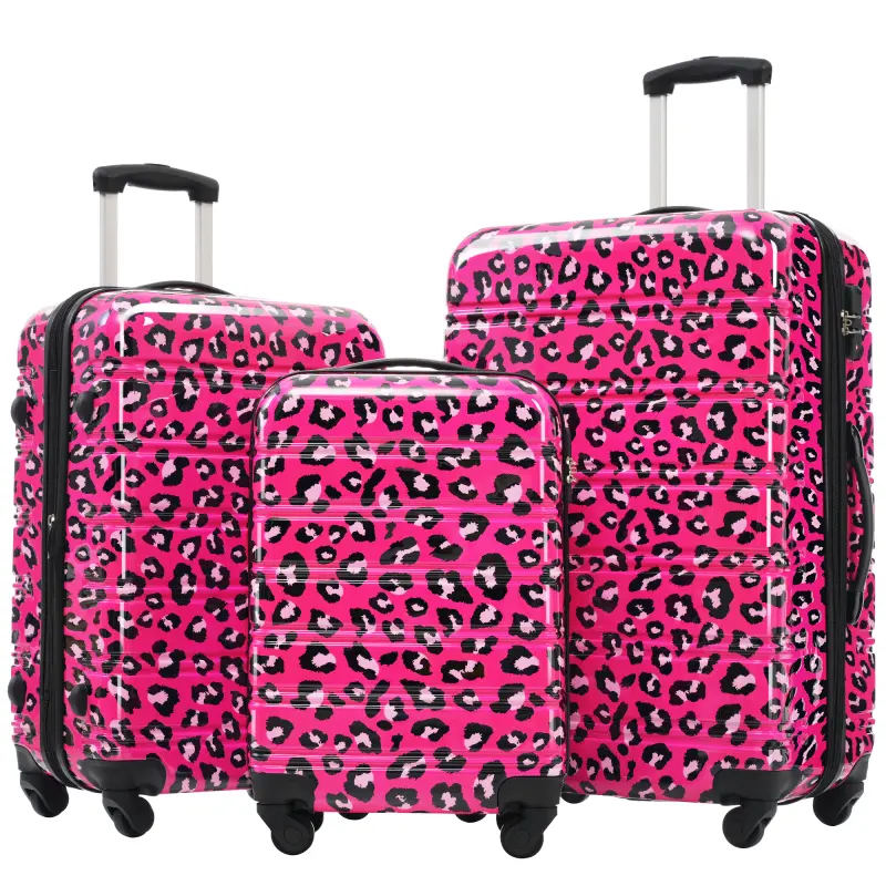 Multi functional PC hard shell suitcase complete set 20/24/28 inch safety TSA lock+explosion-proof zipper dual protection internal strap mesh bag storage neat universal wheel push lightweight expandable large capacity travel suitcase
