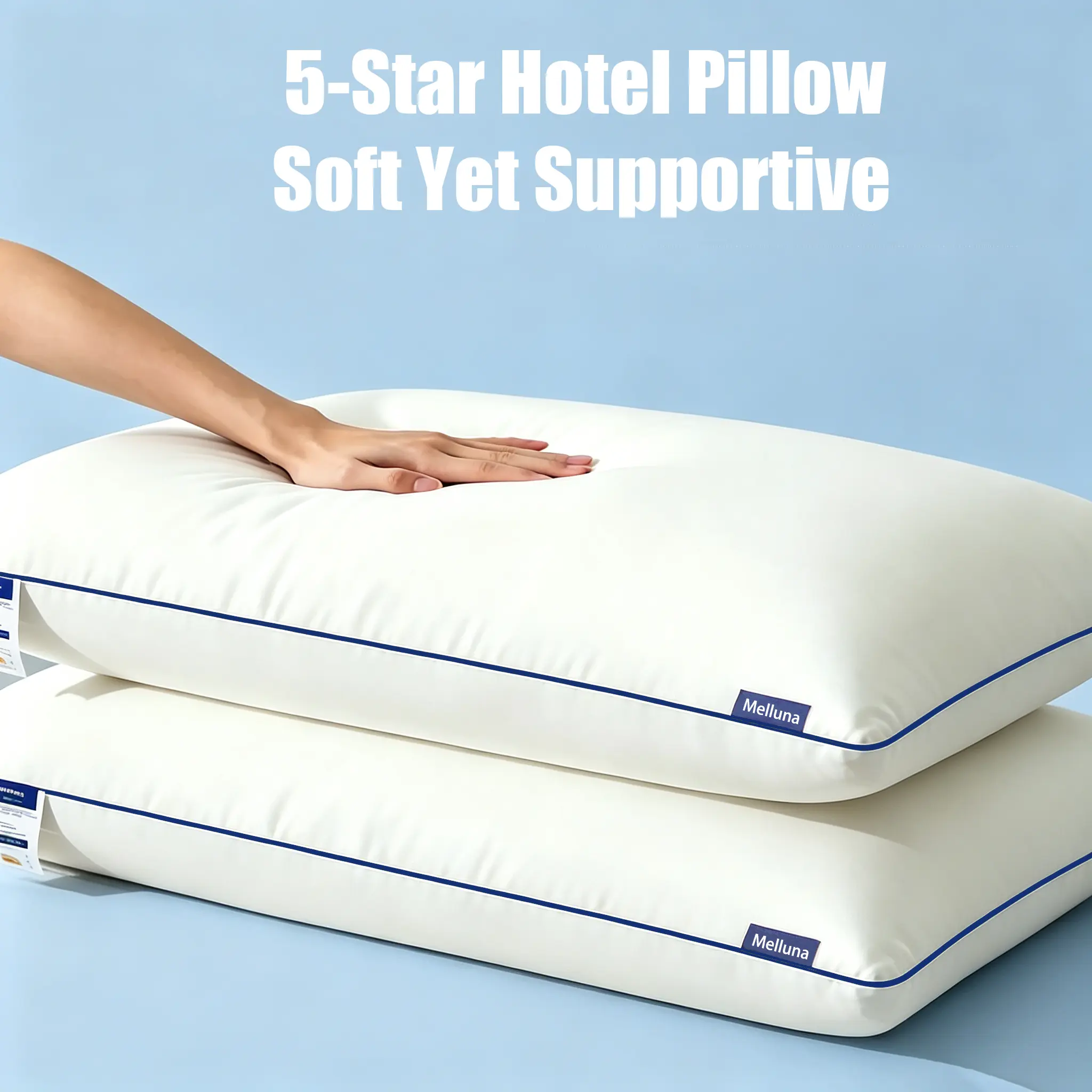 Luxury Hotel Gusseted Pillow, Plush Soft Bed Pillow for Side and Back Sleepers, Breathable & Supportive, White
