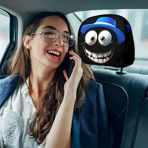 Funny Big-Eye Animal Car Headrest Covers, Cartoon Print, Universal Fit for Most Vehicles, Halloween & Christmas Gifts, Auto Interior Decor, Car Accessories