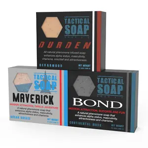Tactical Soap All-Natural Men's Soap 3 Bars Pheromone-Infused for Attraction Exfoliating Made in the USA Body Care Skin Repair