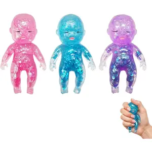 Squishy Babies Glitter Squeeze, Sensory Squishy with Slow Rebound Satisfying Feel, Fidget Toys for Desk and Office Use, Stress and Anxiety Relief