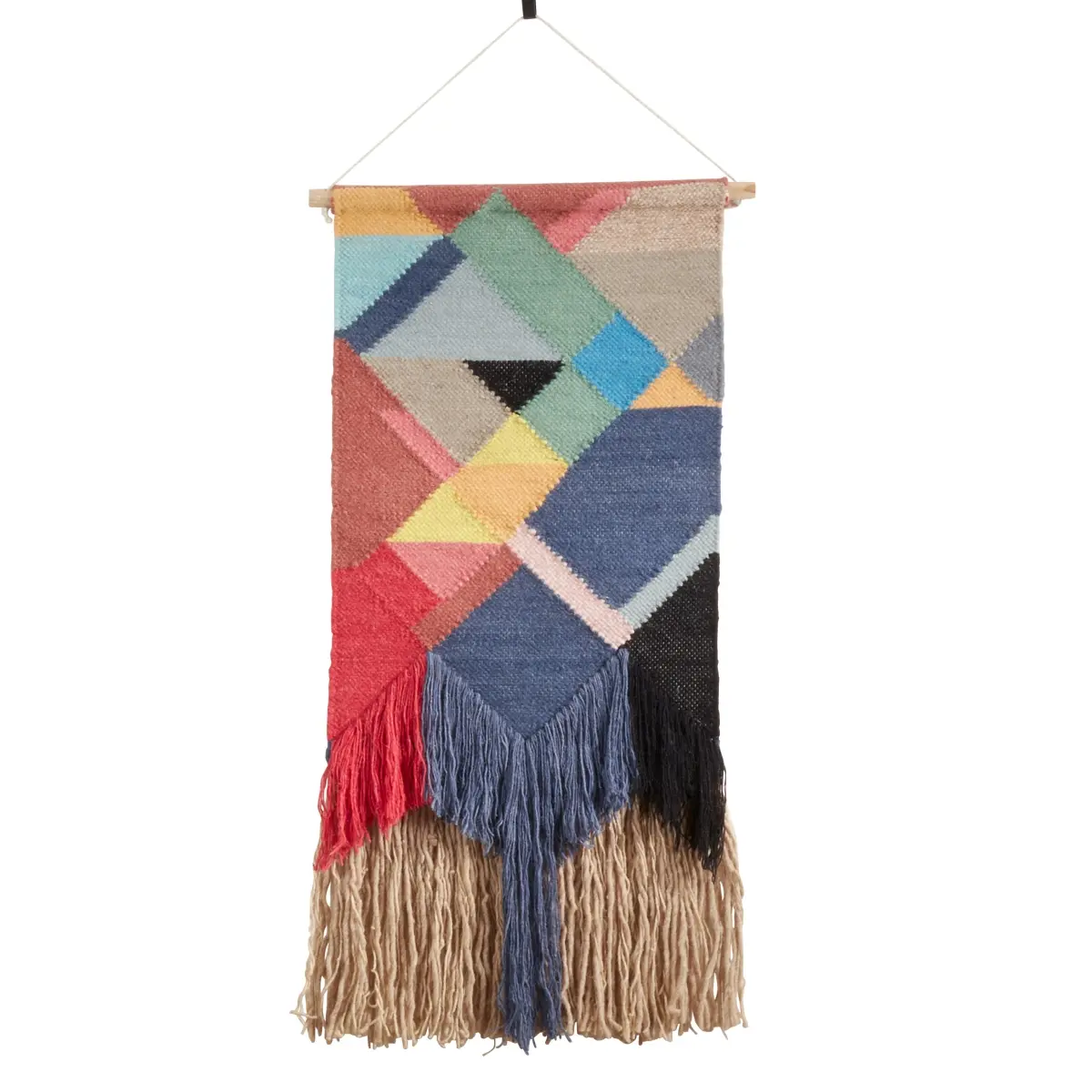 SARO WA985.M Hand-Woven Textured Hangable Wall Hanging with Multi-Colored Design, Home Decor Accent