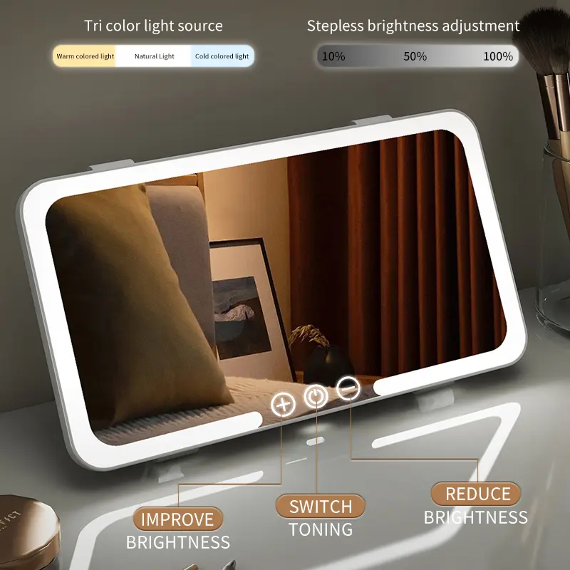 Car Sun Visor Makeup Mirror, LED Touch Screen Adjustable Brightness Auto Interior Makeup HD Mirror, Rechargeable Vanity Mirror