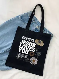 Christian Handbag Vintage Bible Verse Print, Large Capacity Fashionable Durable Shoulder Bag, Tote Crossbody Purse, Tote Shoulder Bags, Perfect for Outdoor Picnic Party Travel Shopping