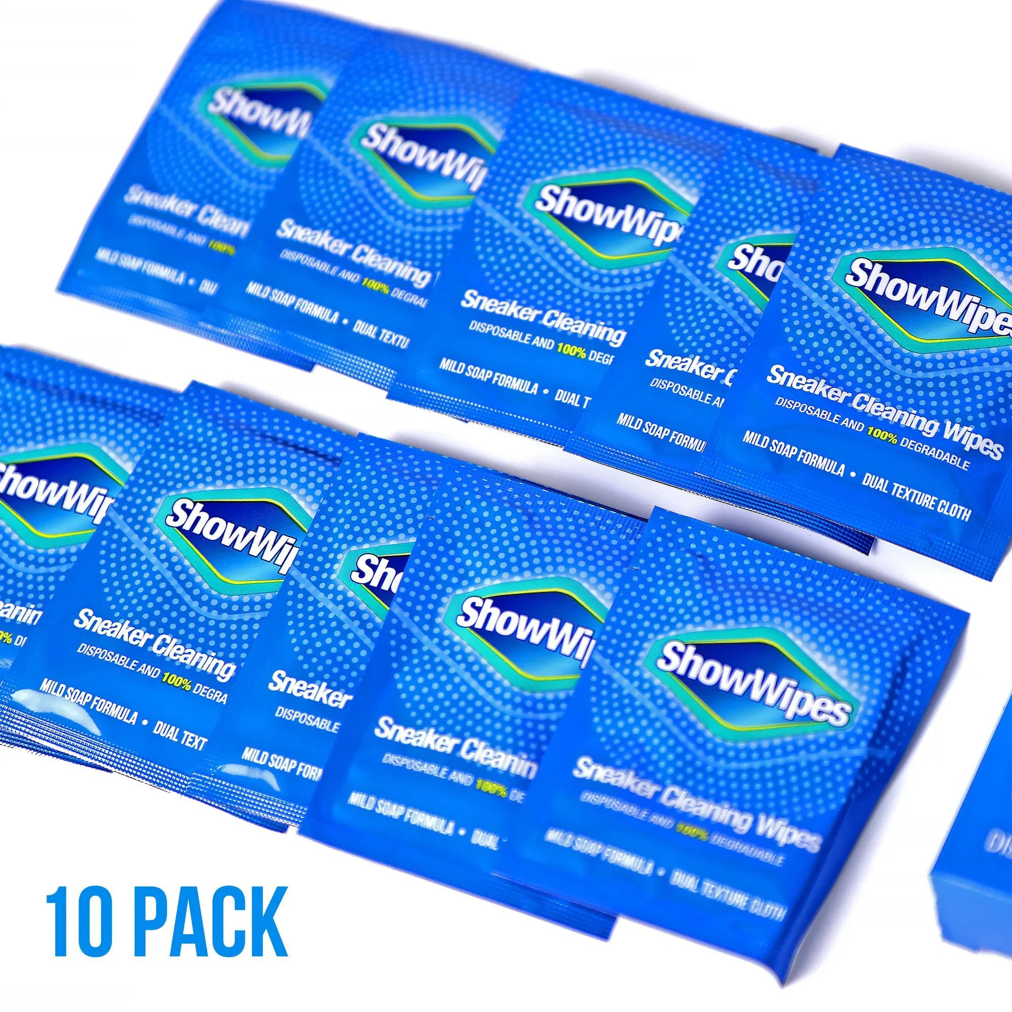Sneaker Cleaning Wipes 10CT - Dual Textured, Individually Wrapped, Pre-Moistened Wipes for Fast Easy On-The-Go Shoe Care