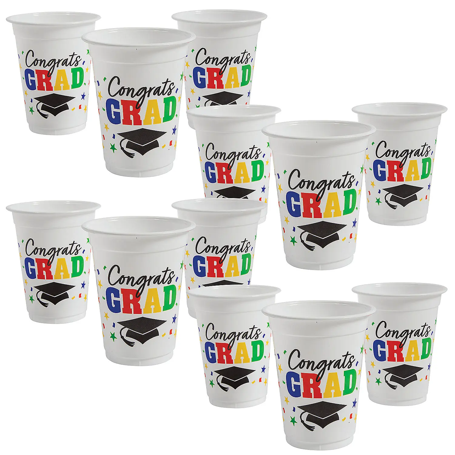 16 oz. Bulk 200 Ct. Congrats Grad Disposable Clear Plastic Cups