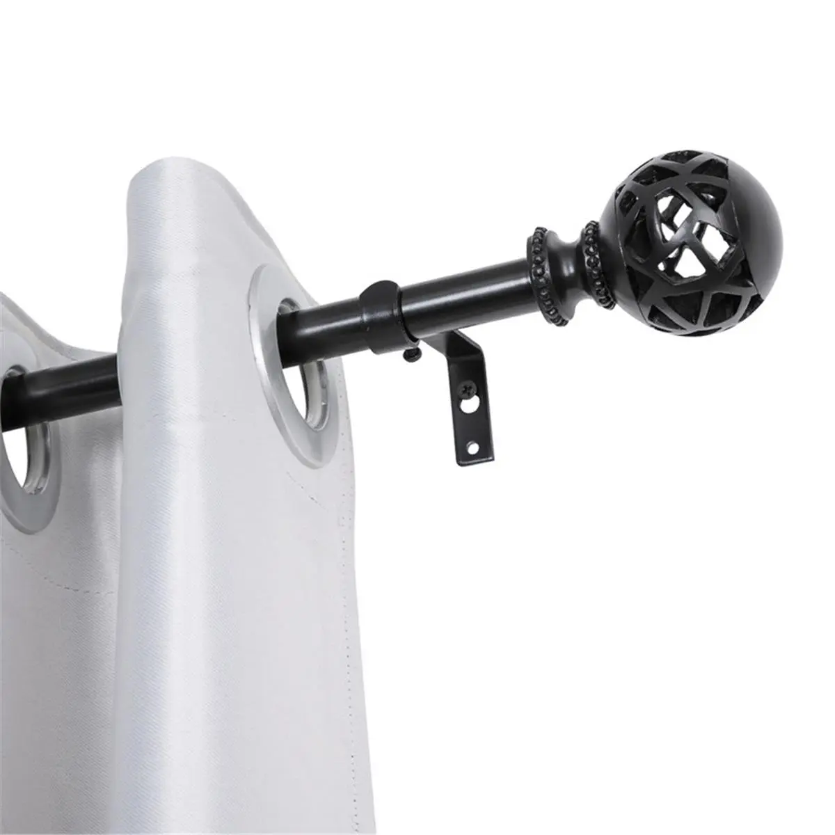 Utopia Alley D124Z Wall Mounted 3/4 Inch Curtain Rod - Curtain Rods For Windows 48 to 86 Inch, Adjustable Drapery Rods, Black Curtain Rods, Bedroom & Living Room Decorative Curtain Rods, Tapestry Poles (Black, 48"-86")