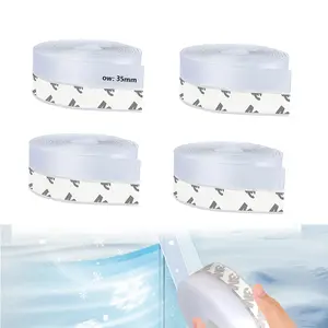 4 volumes Weather Stripping Door Seal 35MM * 5M Insulates Soundproofs Multifunctional Sealing Strip for Door Frames Windows Bathroom Shower Glass Gaps Blocks Cold Air Rain Draft Weatherproof