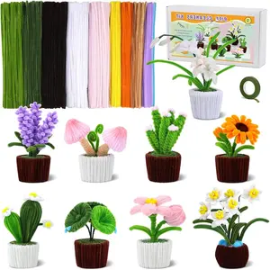 611 count Pipe Cleaner Flower Kit, Pipe Cleaners Bulk, 10 Colors Pipe Cleaners , Chenille Stem Pipe Cleaners Craft for Decorations with Video Tutorial, Flower Wire, Floral Tape