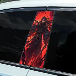 2 Pieces Nezha 2 Magic Child Sea Theme Car Sticker - Durable Vinyl B-pillar Protective Film, Fantasy Theme Self-Adhesive Body Decoration, Easy Installation, Weather Resistant Vehicle Accessories, Dynamic Art Design, Durable Firm, Natural Style Decoration