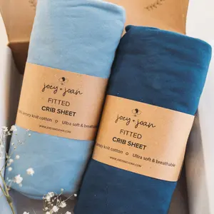 Fitted Sheets for 28 x 52 Standard Crib Mattress and Toddler Bed – Dusty Blue + Navy (2 Pack)