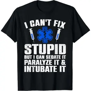 Funny Paramedic Design for Men Women EMT Paramedic EMS Lover T-Shirt Pure Cotton Graphic Tees Menswear Top: Gifts for Men & Women