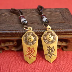 Chinese Taoism Bronze Bagua Token Pendant Amulet