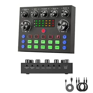 Professional Wireless Live Audio Podcast Equipment, Studio Equipment, Microphone Set, Game Mixer, Streaming Mixer, Sound Board, BT, Vocal, Live Streaming, Podcast Live Streaming Equipment Mixer with Sound Converter/Mixer Control