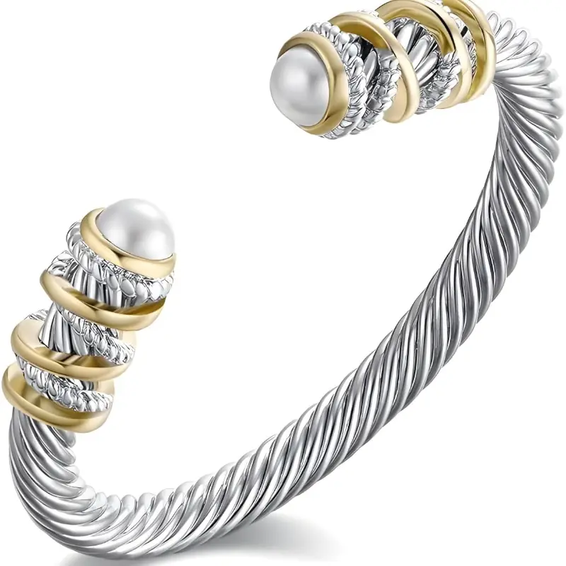 Women's Hypoallergenic Exquisite Twisted Cable Bangle Bracelets - Open Cuff Zinc Alloy Gold & Silver Tone Costume Jewelry for Daily Casual Wear, Classic Gift, Exquisite Bracelet,summerwins
